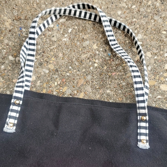 Victoria's Secret Black Canvas Tote Bag Beach Logo - Picture 3 of 6